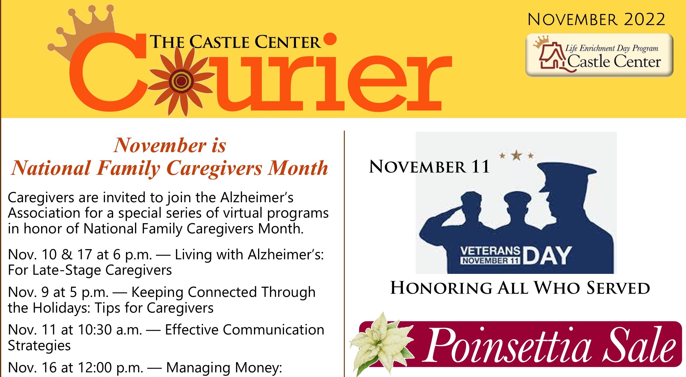 Front cover of the Castle Center Courier of November 2022